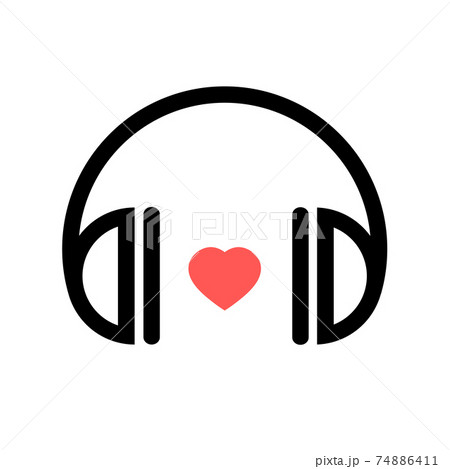 Icon with headphones in a flat style on white background Icon with headphones in a flat style on white background 74886411