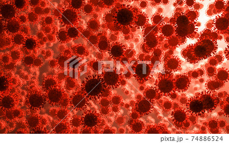 Coronavirus 2019-nCov novel coronavirus concept. Microscope virus close up. 74886524