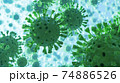 Coronavirus 2019-nCov novel coronavirus concept. Microscope virus close up. 74886526