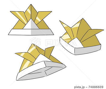 かぶと 折り紙 金色のイラスト素材