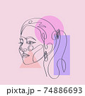 Woman portrait in one-line continuous drawing art. 74886693