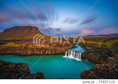 Thjofafoss waterfall in Iceland at sunset Thjofafoss waterfall in Iceland at sunset 74887110