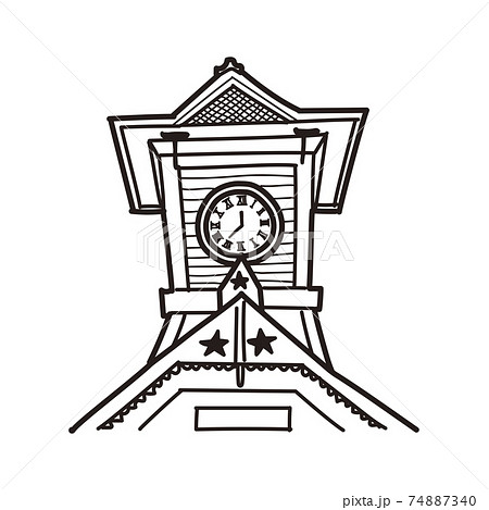 北海道時計台の手描き風イラストのイラスト素材