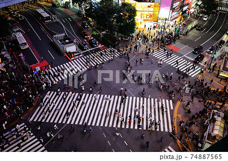 渋谷スクランブル交差点俯瞰 74887565