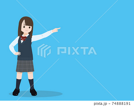 学生 女子生徒 美少女 指を指すポーズ 目標 目指す イラスト素材のイラスト素材
