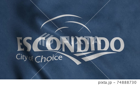 Flag of Escondido, city of California in United States of America. 3d illustration 74888730