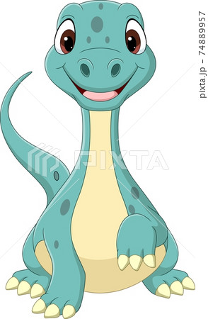Cartoon funny baby brontosaurus dinosaur 74889957