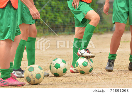 練習する少年サッカーの選手たち04の写真素材
