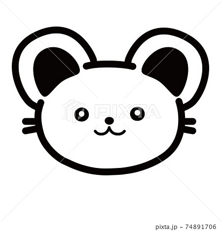 ねずみのモノクロイラストアイコンのイラスト素材