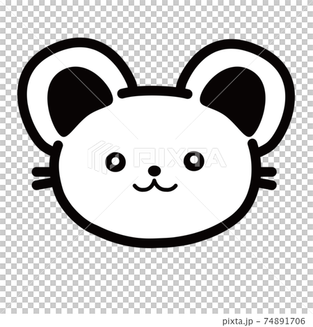 ねずみのモノクロイラストアイコンのイラスト素材