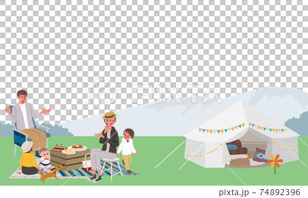 キャンプをする家族のイラスト ピクニックのイラスト素材 キャンプをする家族のイラスト ピクニックのイラスト素材