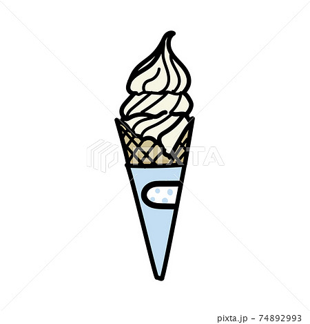 ソフトクリームの手描き風イラスト カラー のイラスト素材