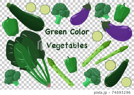 手描き風緑の野菜イラストのイラスト素材