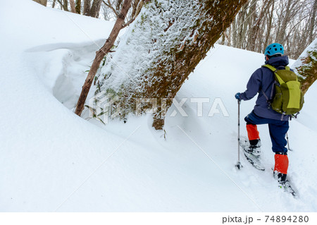 スノーシュートレッキングのイメージ（大山木谷沢渓流）の写真
