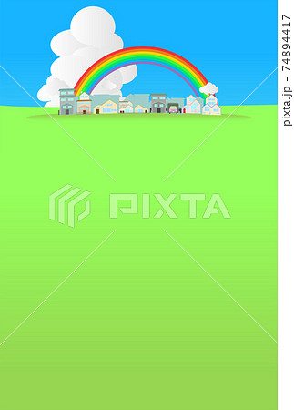 青空と緑の住宅・住まいのイメージ背景(縦) 74894417