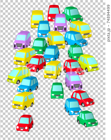 カラフルなイラスト 自動車の混雑 1 3 のイラスト素材
