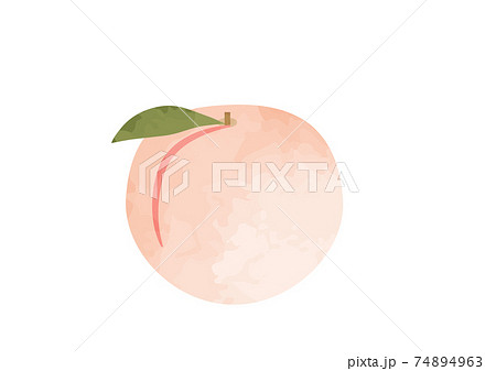 葉っぱのついた桃のイラスト モモ もものイラスト素材