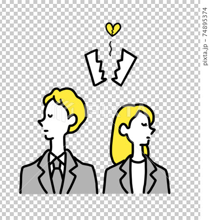 離婚をする男女のイラスト 74895374