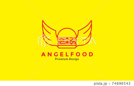 hamburger food with wings lines logo design vector icon symbol illustration 74896543