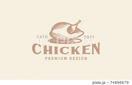 grilled chicken vintage logo design vector icon symbol illustration 74896679