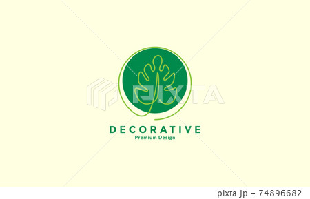 line art abstract green monstera leaf plant logo design vector icon symbol illustration 74896682