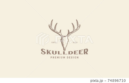 vintage head deer horn skull lines logo design vector icon symbol illustration 74896710