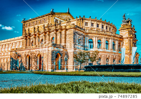 Semperoper is the opera house of the Sachsische Staatsoper Dresden (Saxon State Opera) and the concert hall of the Sachsische Staatskapelle Dresden. Saxony, Germany. Semperoper is the opera house of the Sachsische Staatsoper Dresden (Saxon State Opera) and the concert hall of the Sachsische Staatskapelle Dresden. Saxony, Germany. 74897285