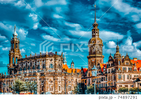 DRESDEN, GERMANY-SEPTEMBER 08, 2015 :Dresden Castle or Royal Palace (German: Dresdner Residenzschloss or Dresdner Schloss) is one of the oldest buildings in Dresden. Saxony, Germany. 74897291