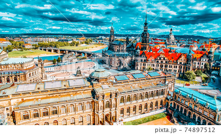 Histoirical center of the Dresden Old Town,  Zwinger, Theatre Square (Theaterplatz)Katholische Hofkirche.Dresden has a long history as the capital Saxony. 74897512