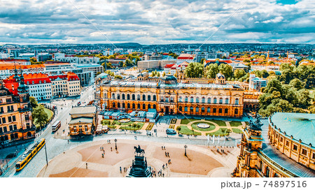 DRESDEN, GERMANY-SEPTEMBER 08, 2015 : Histoirical center of the Dresden Old Town. Dresden has a long history as the capital and royal residence for the Electors and Kings of Saxony.Saxony, Germany. DRESDEN, GERMANY-SEPTEMBER 08, 2015 : Histoirical center of the Dresden Old Town. Dresden has a long history as the capital and royal residence for the Electors and Kings of Saxony.Saxony, Germany. 74897516