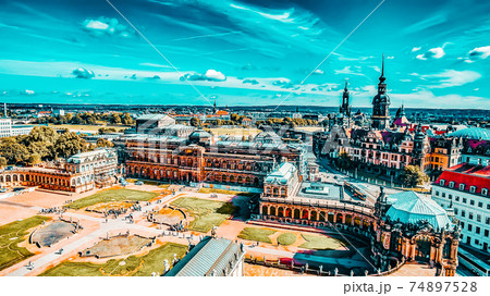 Zwinger Palace (Der Dresdner Zwinger) Old Masters Picture Gallery, which was almost completely destroyed during the Second World War. Saxony, Germany. 74897528