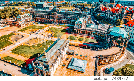 Zwinger Palace (Der Dresdner Zwinger) Old Masters Picture Gallery, which was almost completely destroyed during the Second World War. Saxony, Germany. 74897529