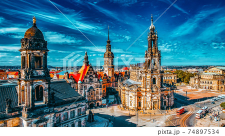 Histoirical center of the Dresden Old Town. Dresden has a long history as the capital and royal residence for the Electors and Kings of Saxony.Saxony, Germany. Histoirical center of the Dresden Old Town. Dresden has a long history as the capital and royal residence for the Electors and Kings of Saxony.Saxony, Germany. 74897534