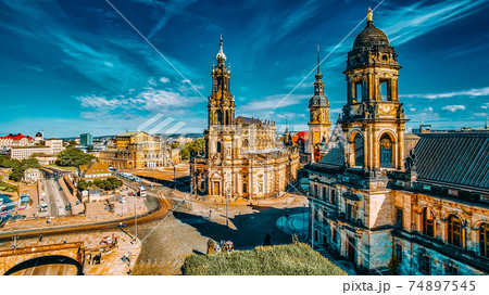 Histoirical center of the Dresden Old Town, Zwinger, Theatre Square (Theaterplatz)Katholische Hofkirche.Dresden has a long history as the capital Saxony. Histoirical center of the Dresden Old Town, Zwinger, Theatre Square (Theaterplatz)Katholische Hofkirche.Dresden has a long history as the capital Saxony. 74897545