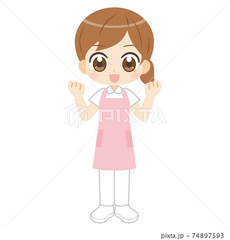 介護士の女性のアニメ風アイコンのイラスト素材