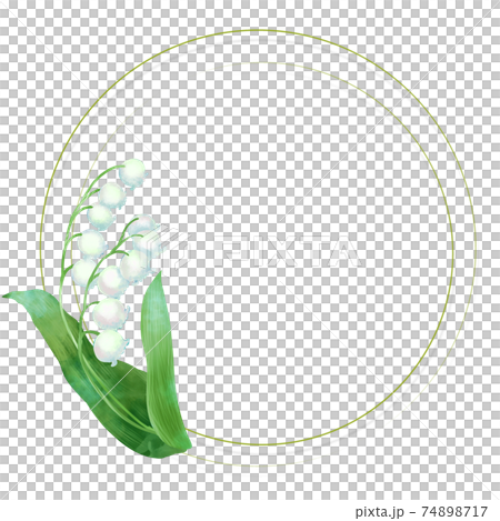 フレーム素材: すずらん 水彩風 シンプルのイラスト素材 [74898717