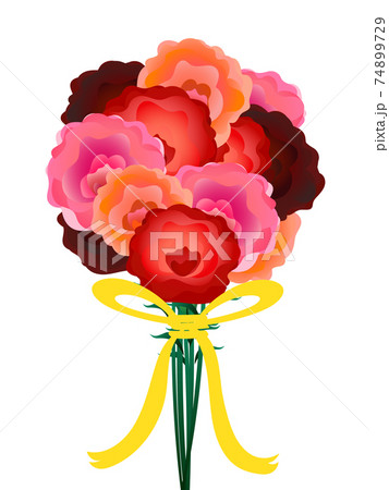 おしゃれな花束 カーネーション 透過 複数バリエーションありのイラスト素材