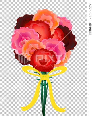 おしゃれな花束 カーネーション 透過 複数バリエーションありのイラスト素材