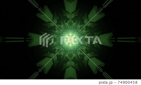 Shiny green snowflake shaped pattern 3d illustration 74900458