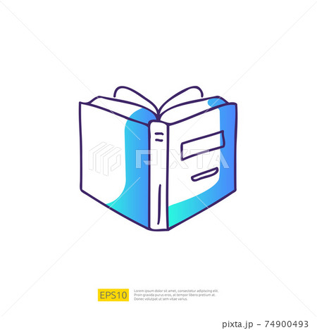 Outline doodle open book. A symbol of learning, education