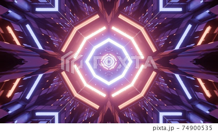 Shiny geometrical pattern with light reflections 3d illustration 74900535