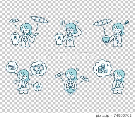 Negative image set of women in suits and money (Japanese Yen) Negative image set of women in suits and money (Japanese Yen) 74900701