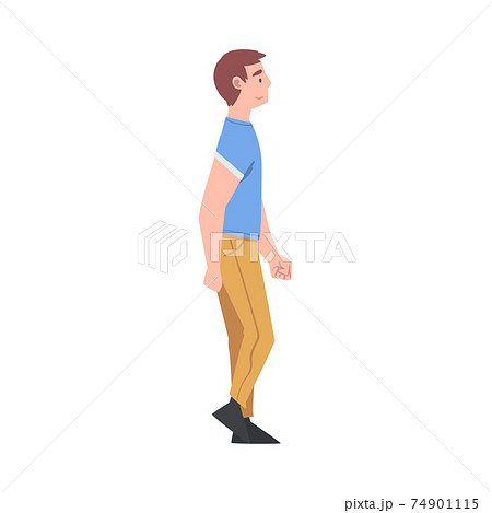 Man Character Going or Walking Taking Steps Forward Side View Vector Illustration 74901115