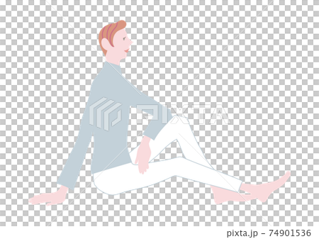 片膝を立てて座る男性のイラスト素材
