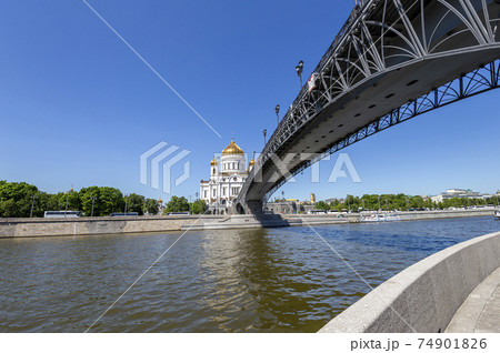 Christ the Savior Cathedral and Patriarshy Bridge (day), Moscow, Russia 74901826