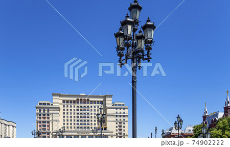 Facade of Four Seasons hotel (Hotel Moskva) from Manege Square. Moscow, Russia Facade of Four Seasons hotel (Hotel Moskva) from Manege Square. Moscow, Russia 74902222