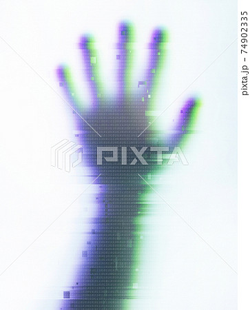 Photo of a blurred paranormal human ghost hand on white background. Photo of a blurred paranormal human ghost hand on white background. 74902335