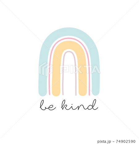 Cute doodle rainbow with inspirational quote. Good vibes lettering 74902590