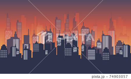 Vector Urban Cityscape Silhouette illustration. Vector Urban Cityscape Silhouette illustration. 74903057