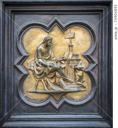 The fragment of copy of North Doors of Baptistery of San Giovanni, or Gates of Paradise, 15 century The fragment of copy of North Doors of Baptistery of San Giovanni, or Gates of Paradise, 15 century 74904895